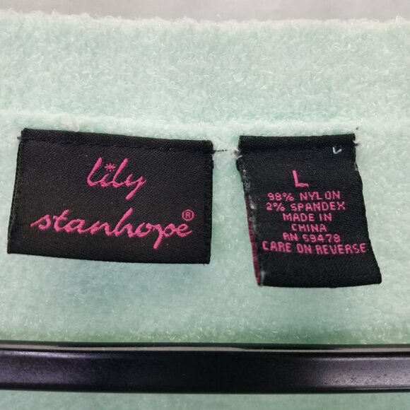 Lily Stanhope Ballet Sweater Women's L Green Pullover Cross Front Eyelash Knit - Picture 11 of 15